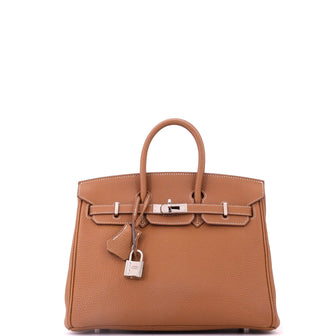 Hermes Birkin Handbag Brown Togo with Palladium Hardware 25