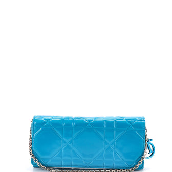Christian Dior Lady Dior Rendez Vous Short Chain Wallet Cannage Embossed Patent