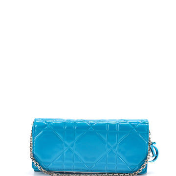 Christian Dior Lady Dior Rendez Vous Short Chain Wallet Cannage Embossed Patent