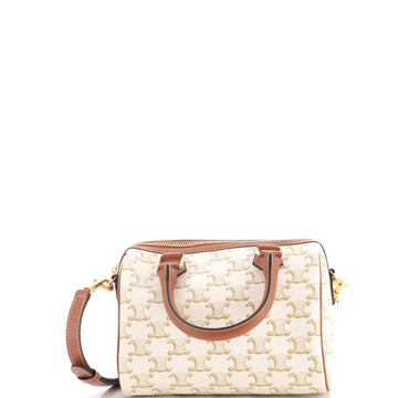 Celine Boston Bag Triomphe Coated Canvas Small
