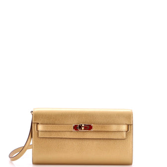 Hermes Kelly To Go Wallet Metallic Chevre Chamkilight