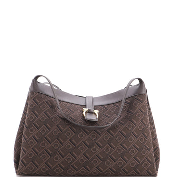 Salvatore Ferragamo Gancini Shoulder Tote Bag Gancini Jacquard Medium