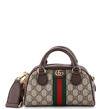 Gucci Ophidia Convertible Boston Top Handle Bag GG Coated Canvas with Leather Mini
