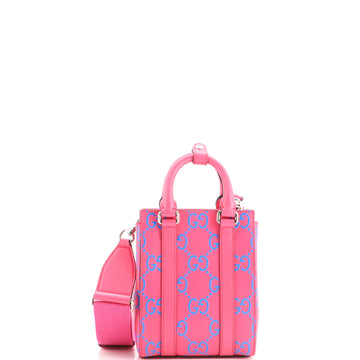 Gucci Convertible Open Tote GG Embossed Perforated Leather Mini