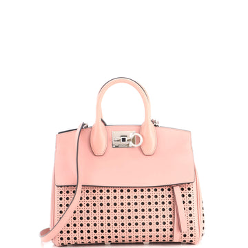 Salvatore Ferragamo Studio Satchel Laser Cut Leather Small