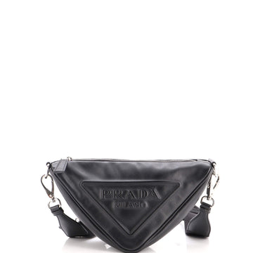 Prada Triangle Logo Zip Crossbody Bag Leather Small