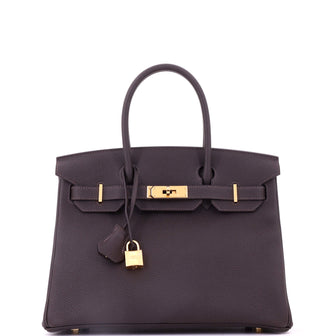 Hermes Birkin Handbag Brown Togo with Gold Hardware 30