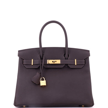 Hermes Birkin Handbag Brown Togo with Gold Hardware 30