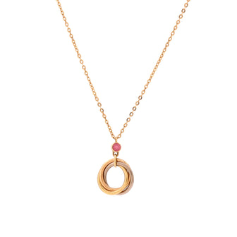 Cartier Trinity Pendant Necklace 18K Tricolor Gold with Pink Sapphire