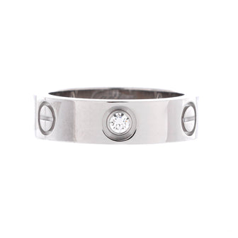 Cartier Love 3 Diamonds Band Ring 18K White Gold with Diamond