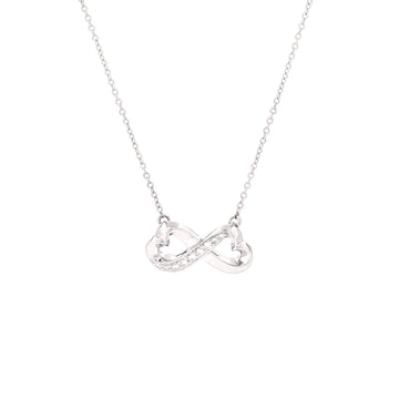 Tiffany & Co. Paloma Picasso Double Loving Heart Pendant Necklace 18K White Gold with Diamonds