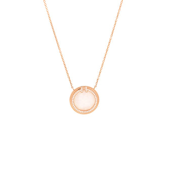 Tiffany & Co. T Circle Pendant Necklace 18K Rose Gold with Pink Opal and Diamonds Large
