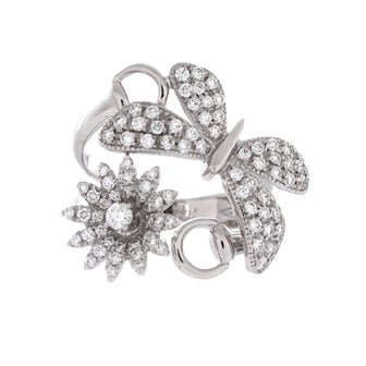 Gucci Flora Butterfly And Daisy Ring 18K White Gold and Diamonds