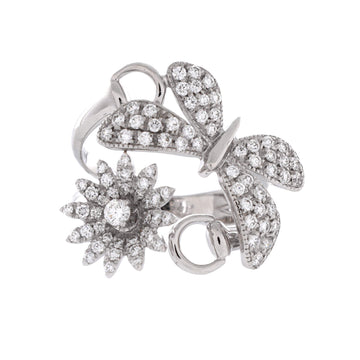 Gucci Flora Butterfly And Daisy Ring 18K White Gold and Diamonds
