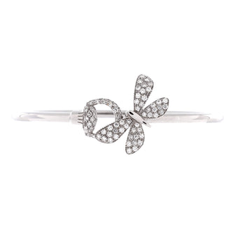 Gucci Flora Horsebit Butterfly Bangle Bracelet 18K White Gold and Diamonds