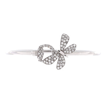 Gucci Flora Horsebit Butterfly Bangle Bracelet 18K White Gold and Diamonds