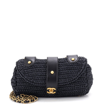 Chanel CC Flap Bag Woven Raffia Small