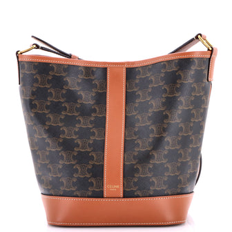 Celine Bucket Bag Triomphe Coated Canvas Small