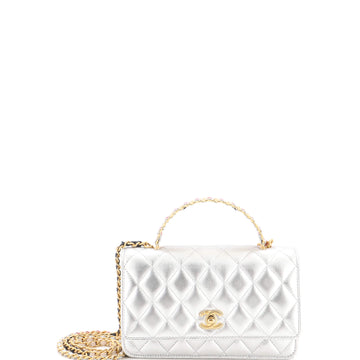 Chanel Pick Me Up Logo Handle Wallet on Chain Quilted Lambskin