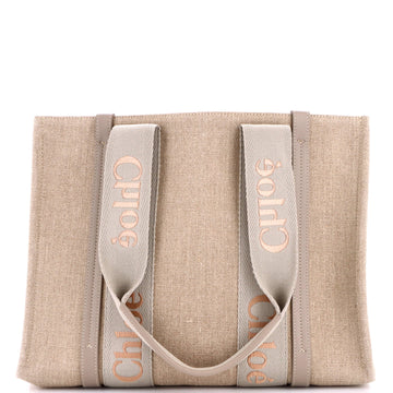 Chloe Woody Tote Canvas with Leather Medium