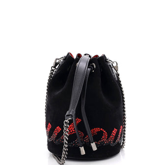 Christian Louboutin Marie Jane Bucket Bag Embellished Suede