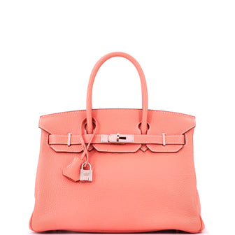 Hermes Birkin Handbag Pink Clemence with Palladium Hardware 30