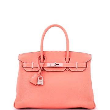 Hermes Birkin Handbag Pink Clemence with Palladium Hardware 30