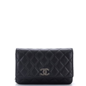 Chanel Textured CC Wallet on Chain Quilted Caviar