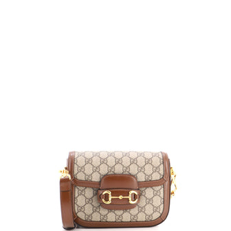 Gucci Horsebit 1955 Shoulder Bag GG Coated Canvas with Leather Mini
