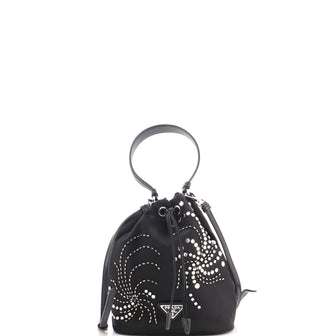 Prada Re-Edition 1978 Bucket Bag Crystal Embellished Tessuto Mini