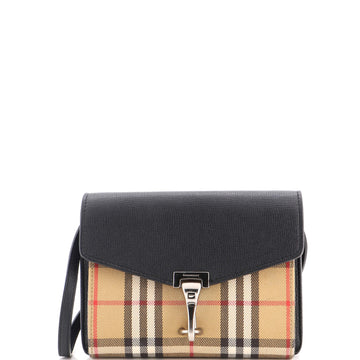 Burberry Macken Crossbody Bag Leather and Vintage Check Canvas Baby