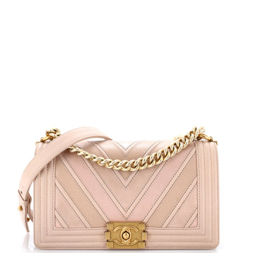 Chanel Boy Flap Bag Chevron Caviar and Calfskin Old Medium
