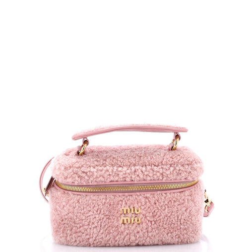 Miu Miu Top Handle Vanity Case Shearling Pink 4439611