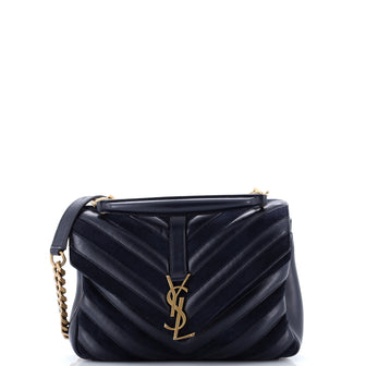 Saint Laurent Classic Monogram College Bag Matelasse Chevron Leather and Suede Medium