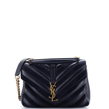 Saint Laurent Classic Monogram College Bag Matelasse Chevron Leather and Suede Medium