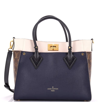 Louis Vuitton On My Side Tote Leather with Monogram Canvas MM