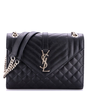 Saint Laurent Classic Monogram Envelope Satchel Mixed Matelasse Leather Medium