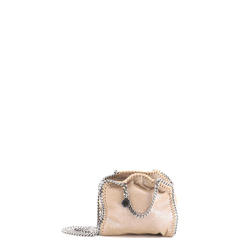 Stella McCartney Falabella Fold Over Crossbody Bag Metallic Crackled Faux Leather Tiny