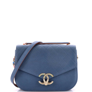 Chanel Thread Around Flap Bag Quilted Caviar Medium
