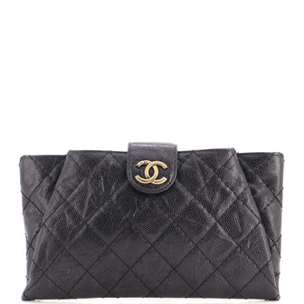Chanel Coco Pleats Clutch Quilted Glazed Caviar