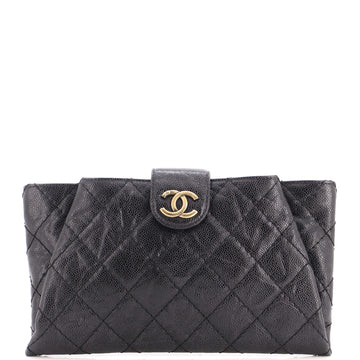 Chanel Coco Pleats Clutch Quilted Glazed Caviar