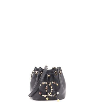 Chanel Lucky Charms CC Drawstring Bucket Bag Embellished Lambskin Mini