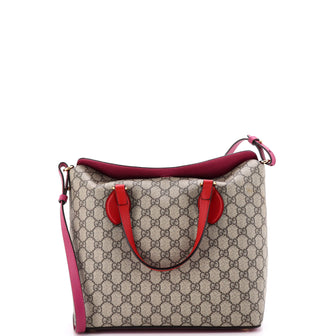 Gucci Signature Fold Over Tote GG Coated Canvas with Leather Medium