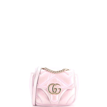 Gucci GG Marmont Square Flap Bag Chevron Iridescent Leather Mini