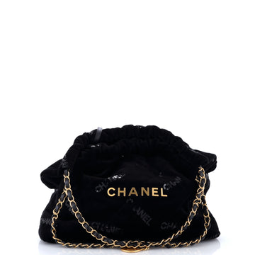 Chanel 22 Chain Hobo Quilted Velvet with Sequins Medium