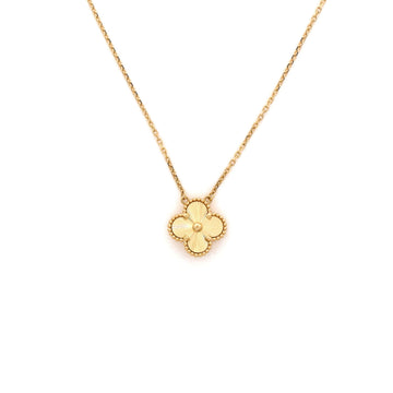 Van Cleef & Arpels Vintage Alhambra Pendant Necklace Guilloche 18K Yellow Gold