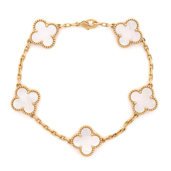 Van Cleef & Arpels Vintage Alhambra 5 Motifs Bracelet 18K Yellow Gold and Mother of Pearl