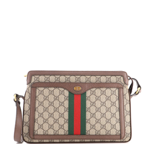 Gucci Ophidia Zip Shoulder Bag GG Coated Canvas Medium Brown 4440441