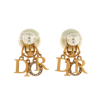 Christian Dior Dior Charms Tribales Stud Earrings Metal with Faux Pearls and Crystals