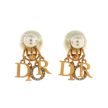 Christian Dior Dior Charms Tribales Stud Earrings Metal with Faux Pearls and Crystals